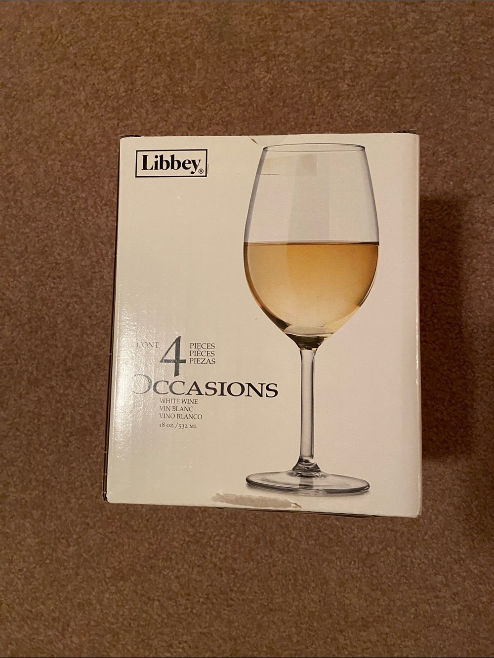 Libbey Clear White Wine Glasses with Gold-Toned Wine Accent (Set of 4)
